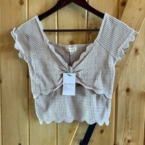 Promesa Knit Cropped Keyhole Blouse, medium